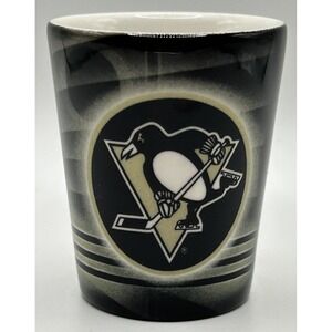 Pittsburgh Penguins NHL Shot Glass Man Cave Bar Decor Hockey Fan Black Gold